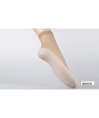Women's Ultra-Thin Short Stockings, 10 Pairs/20Pairs, Anti-Slip Cotton Sole, Ankle High Sheer Socks Silky Smooth Tights Beige...