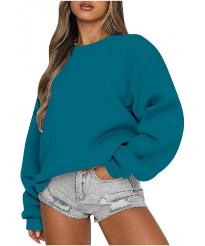Fashion Women Trending Now 2023 Classic Pullovers Long Sleeve Crewneck Sweatshirt Fleece Fall Winter Clothes 02 Blue $9.76 Tops