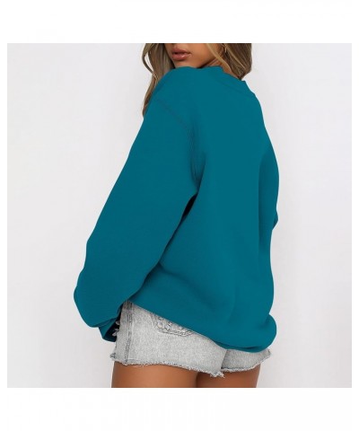 Fashion Women Trending Now 2023 Classic Pullovers Long Sleeve Crewneck Sweatshirt Fleece Fall Winter Clothes 02 Blue $9.76 Tops