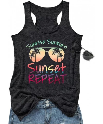 Sunrise Sunburn Sunset Repeat Tank Tops Women Sunshine Graphic Country Music Tees Vest Summer Beach Vacation Camis Tops Sunri...