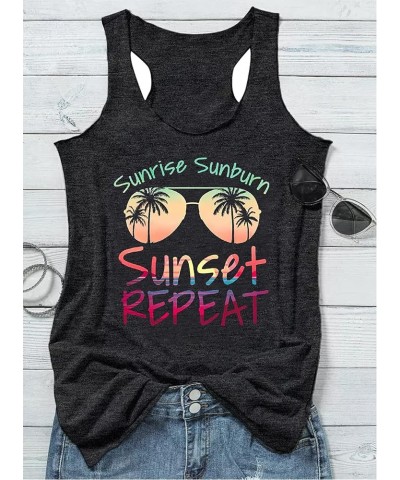 Sunrise Sunburn Sunset Repeat Tank Tops Women Sunshine Graphic Country Music Tees Vest Summer Beach Vacation Camis Tops Sunri...