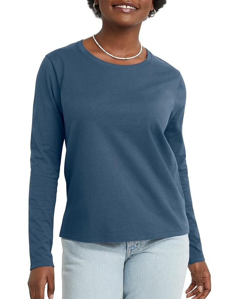 Women's Originals Long Sleeve Cotton T-shirt, Lightweight Crewneck Tee, Modern Fit Trekking Grey $7.72 T-Shirts