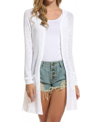 Women's Cardigan Sweater, Loose Casual Open Front with Pockets Long Sleeved for Sun-Screening, S-XXL White $18.54 Sweaters