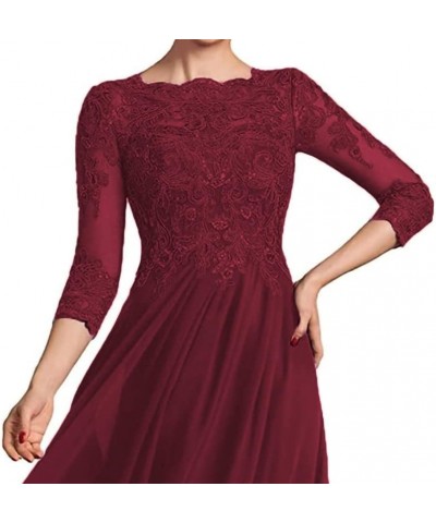 Scoop Neck Mother of The Bride Dress for Wedding 3/4 Sleeves Laces Applique Long Mother of The Groom Dress Mauve $43.85 Dresses