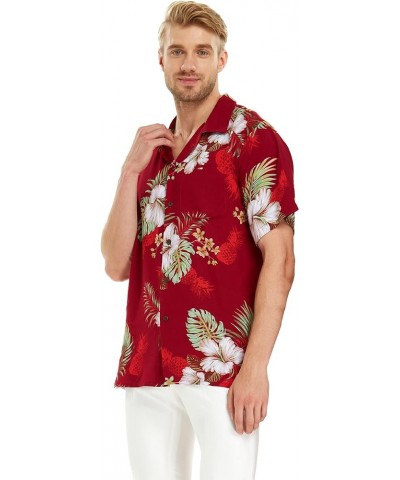 Matchable Couple Hawaiian Luau Shirt or Kimono in Midnight Bloom Women Women Pineapple Garden Burgundy $25.23 Tops