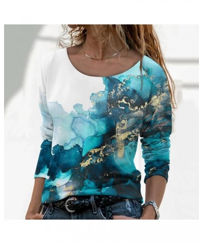 Tees Women Casual Summer Women Casual Fashion Crew Neck Sweatshirt Print Pattern Long Sleeve T Shirt dish Top Jucaifacailou-a...