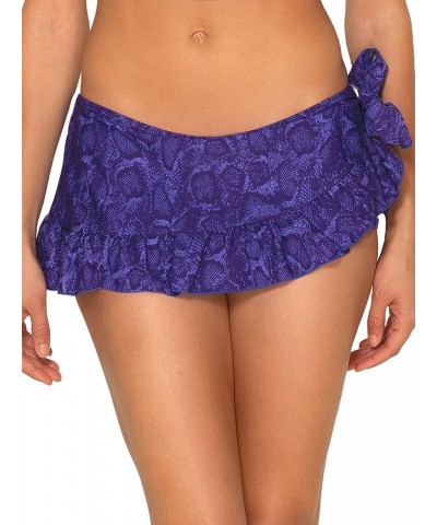 Women's Ruffled Side-tie Bikini Bottom Skirt Standard Electric Python $10.38 Swimsuits