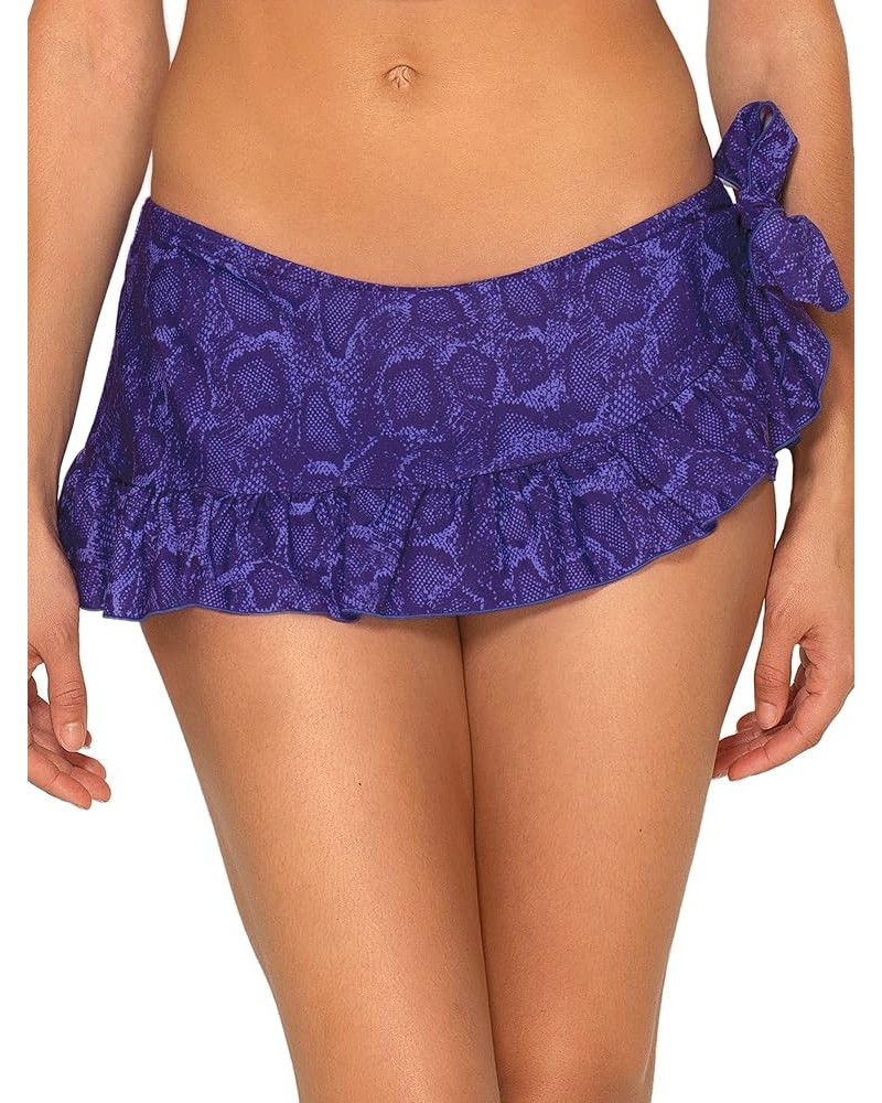 Women's Ruffled Side-tie Bikini Bottom Skirt Standard Electric Python $10.38 Swimsuits