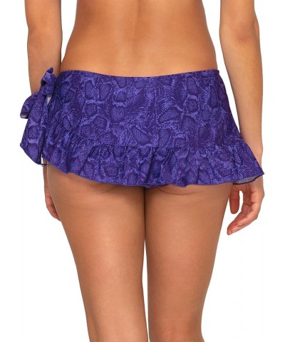 Women's Ruffled Side-tie Bikini Bottom Skirt Standard Electric Python $10.38 Swimsuits