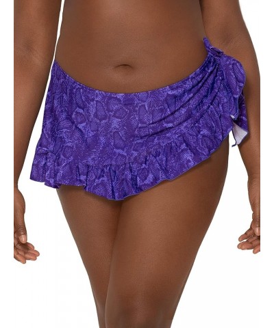 Women's Ruffled Side-tie Bikini Bottom Skirt Standard Electric Python $10.38 Swimsuits