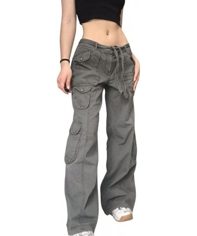 Y2k Baggy Jeans for Women Low Waist Wide Leg Denim Jeans Casual Cargo Pants Harajuku Pockets Trousers Streetwear B Grey $13.2...