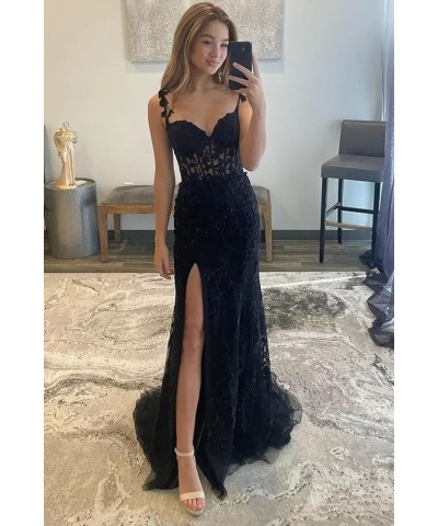 Women's Lace Mermaid Prom Dresses Long with Slit Spaghetti Straps Backless Formal Evening Gowns White $43.98 Dresses