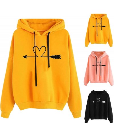 Heart Graphic Hoodies for Women Valentine's Day Sweatshirts Long Sleeve Tops Drawstring Pullover With Pocket 11black $6.90 Ac...